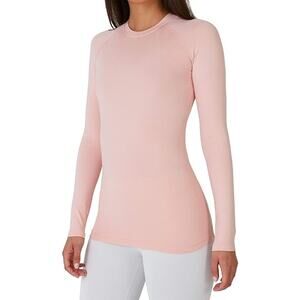 TCA Super Thermal Long Sleeve Running Base Layer Compression Top, Pink Silver, L